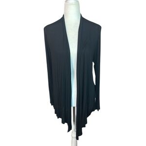 Classic Black Open Front Knit Cardigan